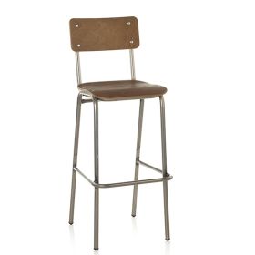 CBC-1099 Chaise haute de bar d'esprit vintage bois teinte, bois formica ou imprime sur commande