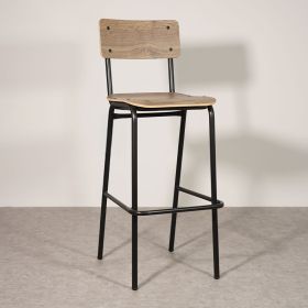 CBC-1099N-H3176 Chaise haute de bar vintage bois stratifié structure noire
