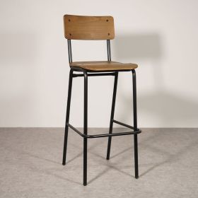 CBC-1099N-BM Chaise haute de bar vintage bois noyer structure noire