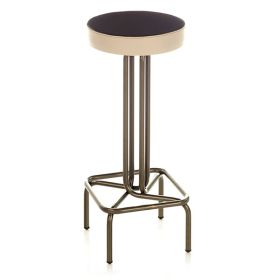 CBC-3012T Tabouret de bar industriel en acier assise ronde garnie en simili cuir