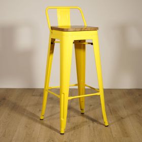 CMI-253D-J Chaise haute de bar empilable couleur jaune - assise bois en option