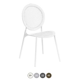 CMU-3396 Chaise de terrasse médaillon assise et dossier perforé
