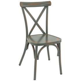 CRM-2107-GC Chaise bistrot vintage en alu galvanisée gris ciment