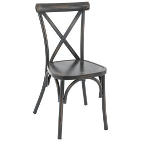 CRM-2107-VA Chaise bistrot vintage en alu galvanisée anthracite