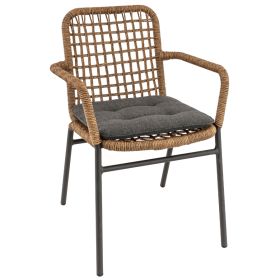 CRM-2117-NT Fauteuil empilable tressage pe naturel structure alu