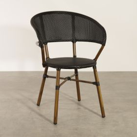 CRO-1045A-N Fauteuil bistrot alu tressage nylon noir