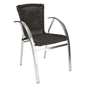 CRT-F005-N Fauteuil de terrasse empilable en aluminium tressage fil d acier couleur noir