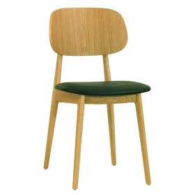 CZX-02H-N Chaise design en bois hetre naturel avec assise rembourree noire