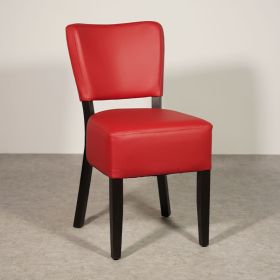 CZH-305-R Chaise de bistrot en bois assise et dossier rembourré rouge