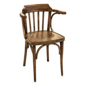 CZH-X75F-VT Fauteuil bistrot en bois couleur marron vintage