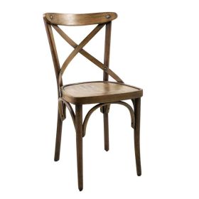 CZH-X77-VT Chaise bistrot en bois couleur marron vintage