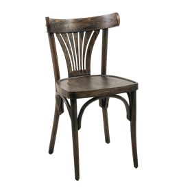 CZH-X78-VT Chaise bistrot en bois couleur marron vintage