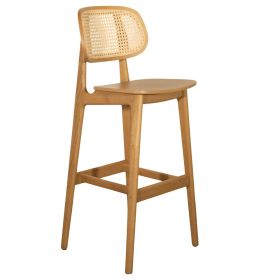 CZX-202H-HC Chaise haute de bar en bois hetre naturel dossier canelage