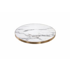 LTR-OC-80516-60 PLAT CERAMIQUE MARBRE BLANC 60CM CHAMPAGNE