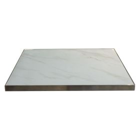 LTC-80018-110X60 Plateau ceramique marbre blanc 110x60cm cadre inox mat