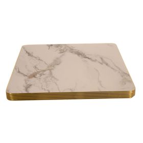 LTC-OC-MBL-80 Plateau pierre marbre blanc 80x80cm chant 38mm or