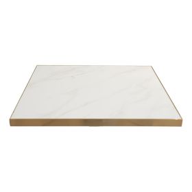 LTC-OC-80018-55x55 Plateau ceramique marbre blanc 55x55cm cadre or champagne