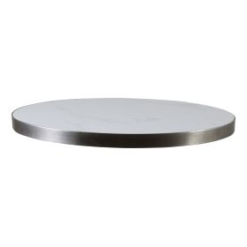 LTR-80018-60 Plateau ceramique marbre blanc diam 60cm cadre inox