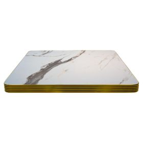 LYC-495-OR-60 Plateau de table 60X60cm effet Marbre blanc avec Finition Dorée