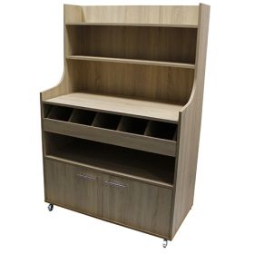 DVE-43410-CHOA Desserte vaisselier haut noir Chêne chianti à compartiment coulissant