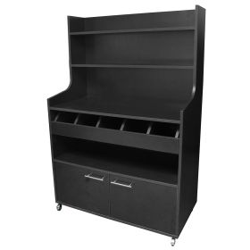 DVE-43410-N Desserte vaisselier haut noir tiroir à compartiment coulissant