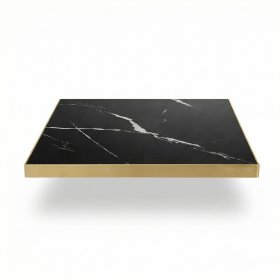 LTC-OC-60018-55 PLAT CERAMIQUE MARBRE NOIR 55CM DORE CHAMPAGNE