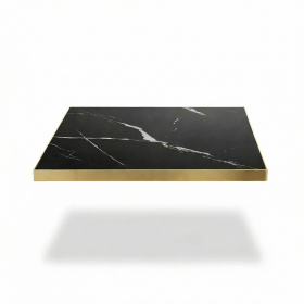 LTC-OC-60018-60 PLAT CERAMIQUE MARBRE NOIR 60CM DORE CHAMPAGNE