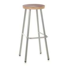 CBC-1600 Tabouret de bar en acier assise ronde en bois teinte ou compact