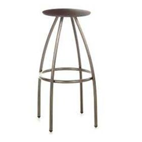 CBC-1630 Tabouret de bar industriel en acier assise ronde en bois teinte ou compact