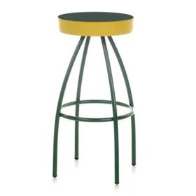 CBC-1630T Tabouret de bar industriel en acier assise ronde garnie en simili cuir