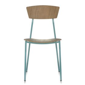 CBC-2980 Chaise en bois formica ou bois teinte structure acier couleur au choix