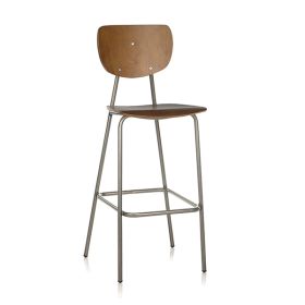 CBC-520 Chaise haute de bar d'esprit vintage bois teinte