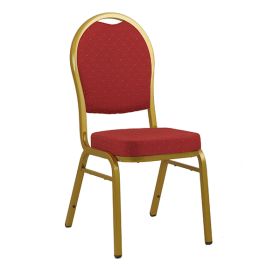 CGA-CD02-IF3  Chaise de conférence empilable structure dore tissu rouge mouchete