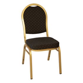 CGA-CD02-IN3  Chaise de conférence empilable structure dore tissu noir mouchete