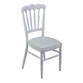 CGA-NP05-BL Chaise napoléon assise et structure acier blanc empilable