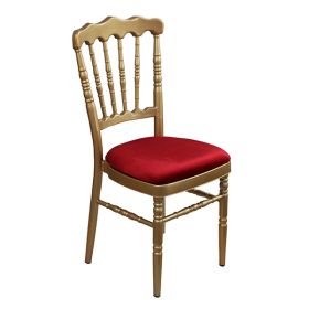 CGA-NP05-R Chaise napoléon assise rouge structure acier dore empilable