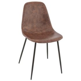 CMV-2035-MF Chaise factory vintage metal assise dossier aspect vieux cuir couleur marron