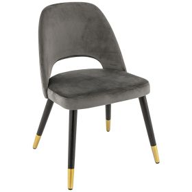 CMV-2076-G Chaise metal assise dossier en velours gris pieds embouts dore