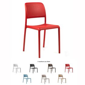 CPN-40243 Chaise design empilable BORA BISTRO au dossier perfore 7 couleurs au choix
