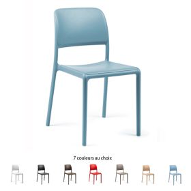 CPN-40247 Chaise design empilable RIVA BISTRO au dossier lisse 7 couleurs au choix