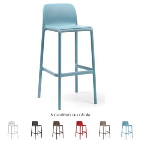 CPN-40346 Chaise haute de bar FARO lisse empilable 6 couleurs au choix