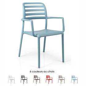 CPN-40244 Fauteuil COSTA pour restaurant en polypro fibre de verre dossier a lattes couleur au choix