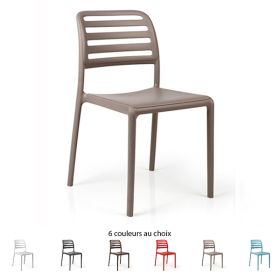 CPN-40245 Chaise COSTA BISTRO pour restaurant en polypro fibre de verre dossier a lattes couleur au choix