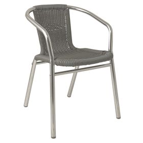 CRA-27E-G Fauteuil de terrasse aluminium et tressage gris