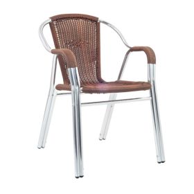 CRA-333E-MF  Fauteuil de terrasse aluminium et tressage couleur marron