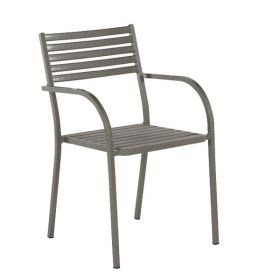 CRZ-A060-T Fauteuil d exterieur avec assise en eco wood au dossier lamelle en aluminium couleur taupe