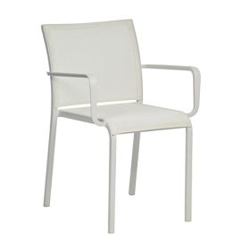 CRZ-T11-BL Fauteuil exterieur en aluminium textilene empilable couleur blanc