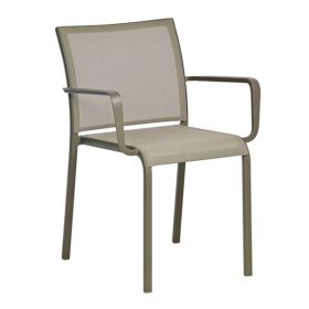 CRZ-T11-T Fauteuil exterieur en alu textilene empilable couleur taupe