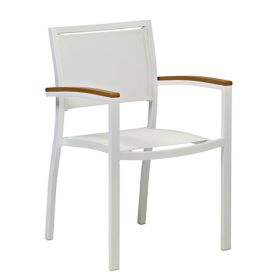 CRZ-T13-BL Fauteuil en aluminium peint laque blanc en textilene couleur blanc