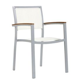 CRZ-T21-BL Fauteuil en aluminium peint gris en textilene blanc